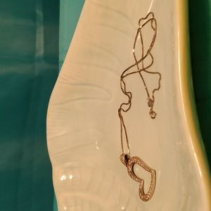 Womens 18" 14K Silver and Diamond Necklace